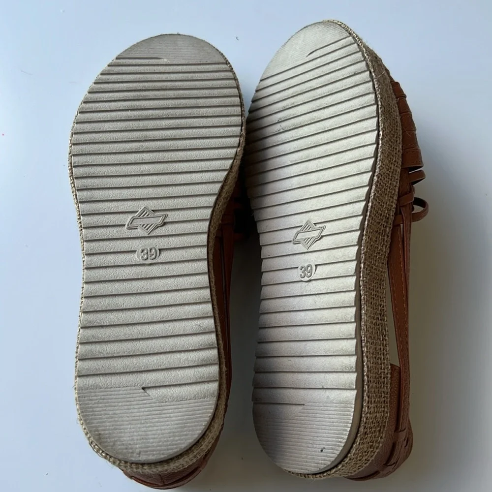 Coco Canela Women's Woven Brown Loafers Espadrille Flat Shoes Size 9